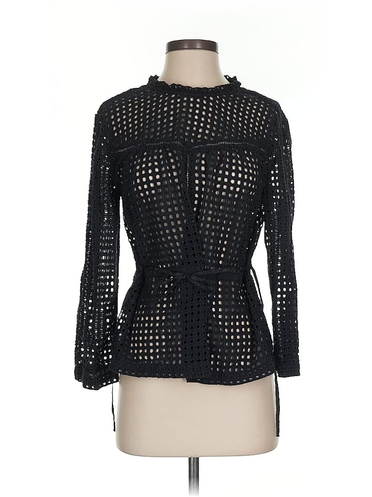 Pre-owned Point Sur Long Sleeve Blouse In Black