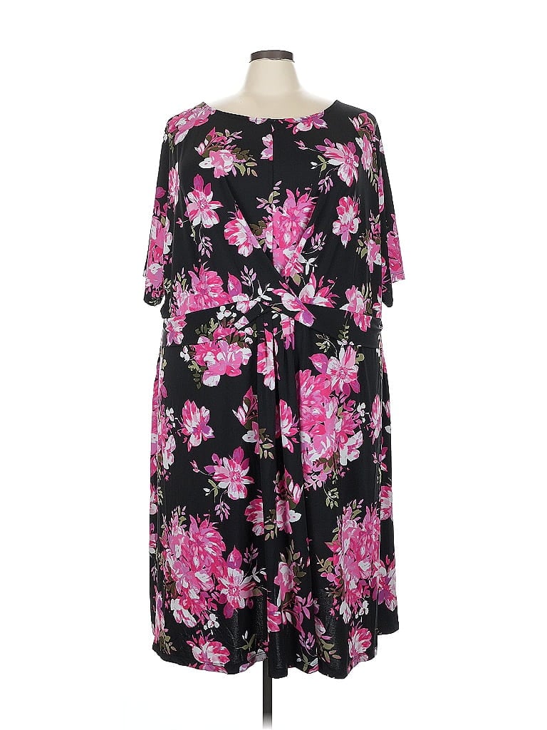 Roaman's Print Black Casual Dress Size 32 - photo 1