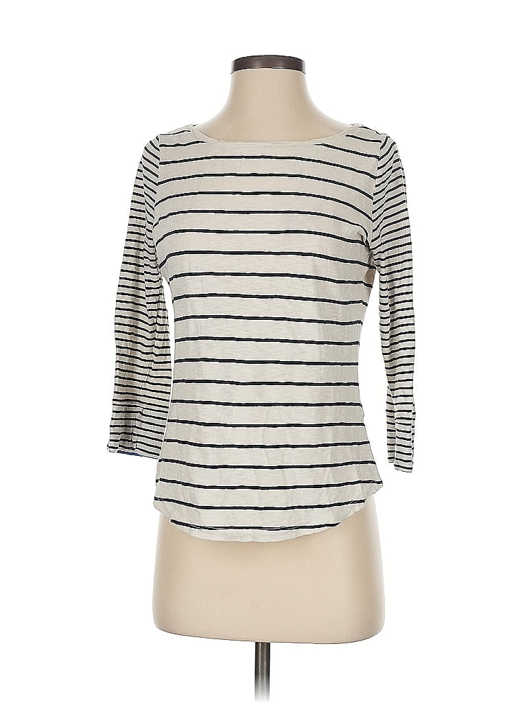 Pre-owned Cynthia Rowley Tjx 3/4 Sleeve Top Ivory Boatneck Tops In White