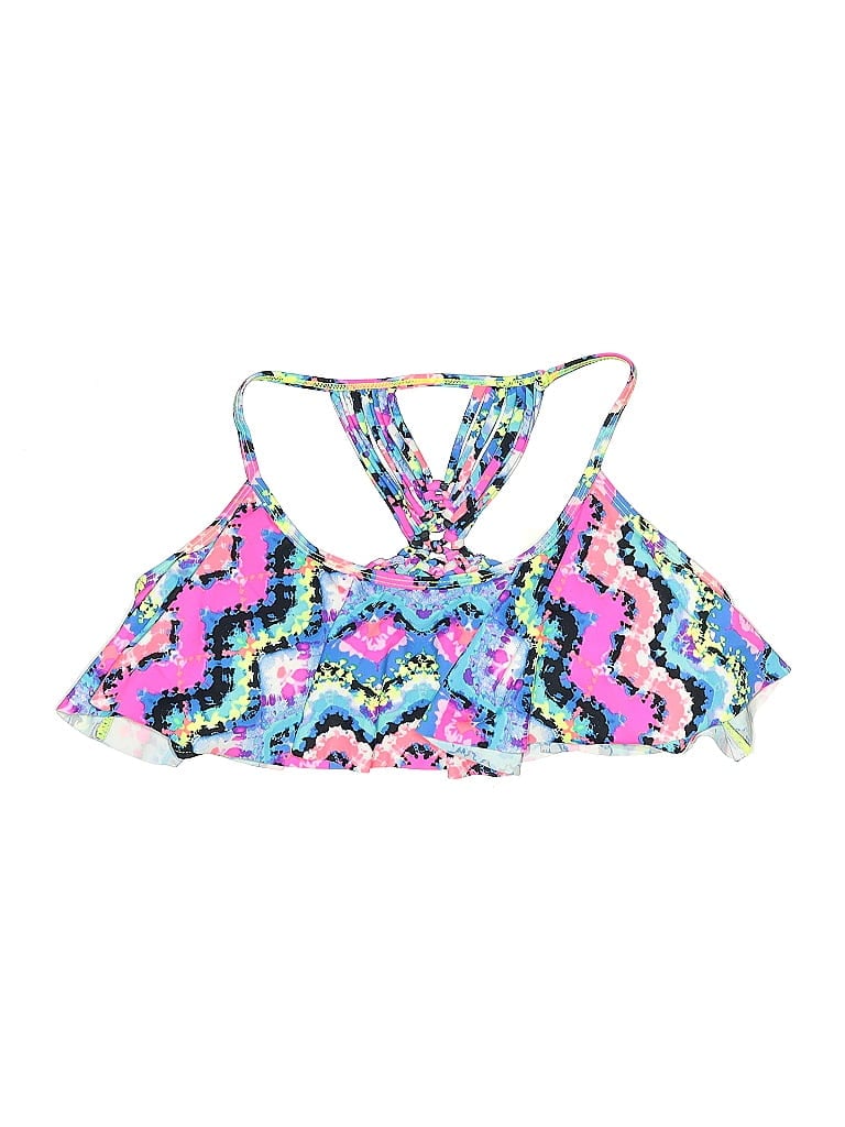 Pre-owned California Waves Swimsuit Top Pink Print Pattern Swimwear