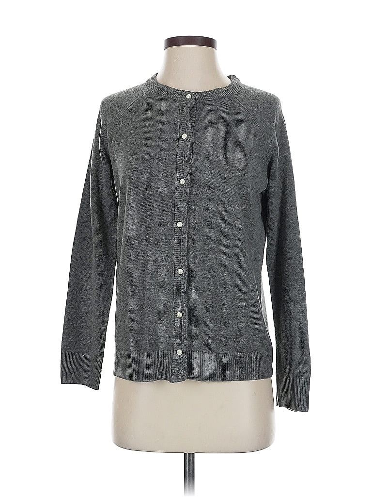 Pre-owned Karen Scott Cardigan Sweater In Gray