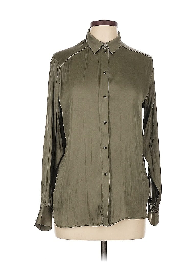 Pre-owned H&m Long Sleeve Blouse In Green