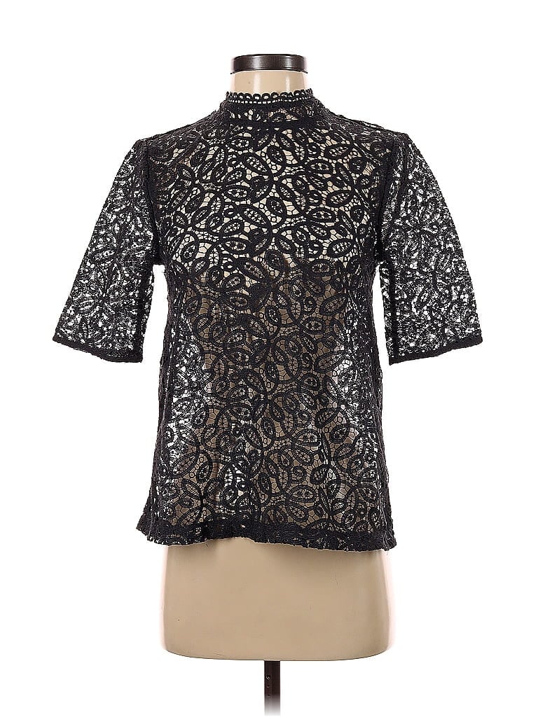 Pre-owned Ann Taylor Loft Short Sleeve Blouse In Black