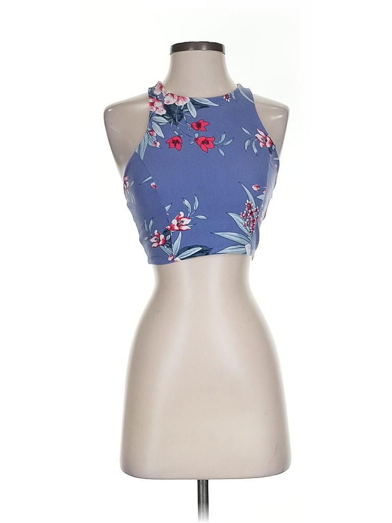 Pre-owned Charlotte Russe Tank Top Blue Halter Neckline Tops