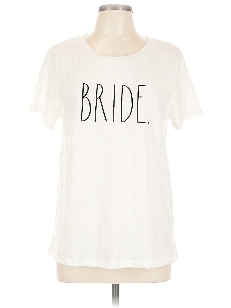 Pre-owned Rae Dunn Short Sleeve T-shirt In White