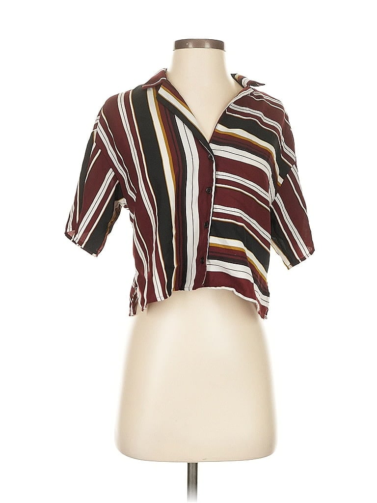 Pre-owned Forever 21 Contemporary Short Sleeve Blouse In Burgundy