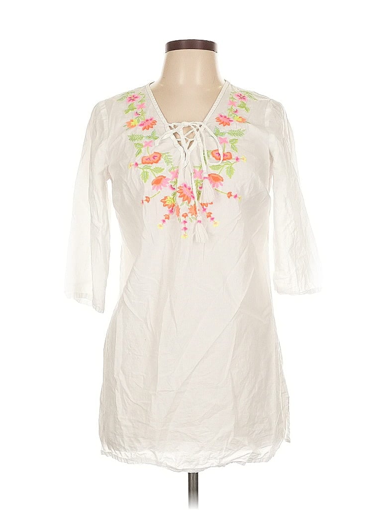 Pre-owned Goa 3/4 Sleeve Blouse In White