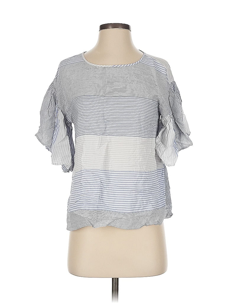 Pre-owned Ann Taylor Loft Short Sleeve Top Gray Boatneck Tops