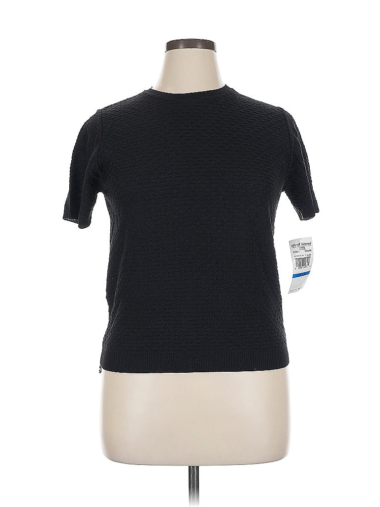 Pre-owned Alfred Dunner Short Sleeve Top Black Crew Neck Tops