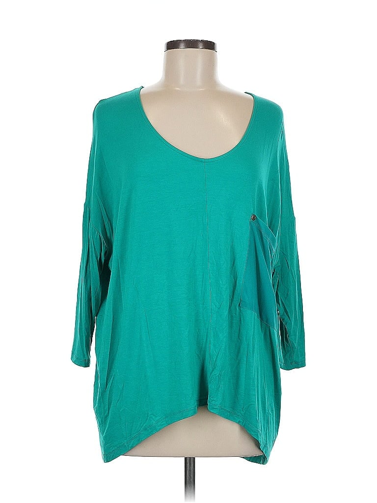 KERISMA Pre-owned 3/4 Sleeve Top Teal Scoop Neck Tops In Blue