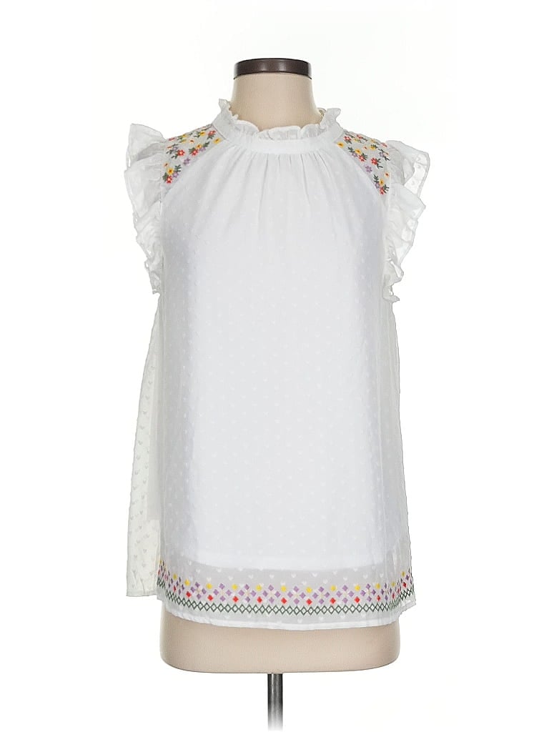 Pre-owned Unit Sleeveless Blouse In White