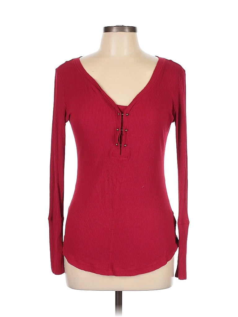 Pre-owned William Rast Long Sleeve Top Red Sweetheart Neckline Tops