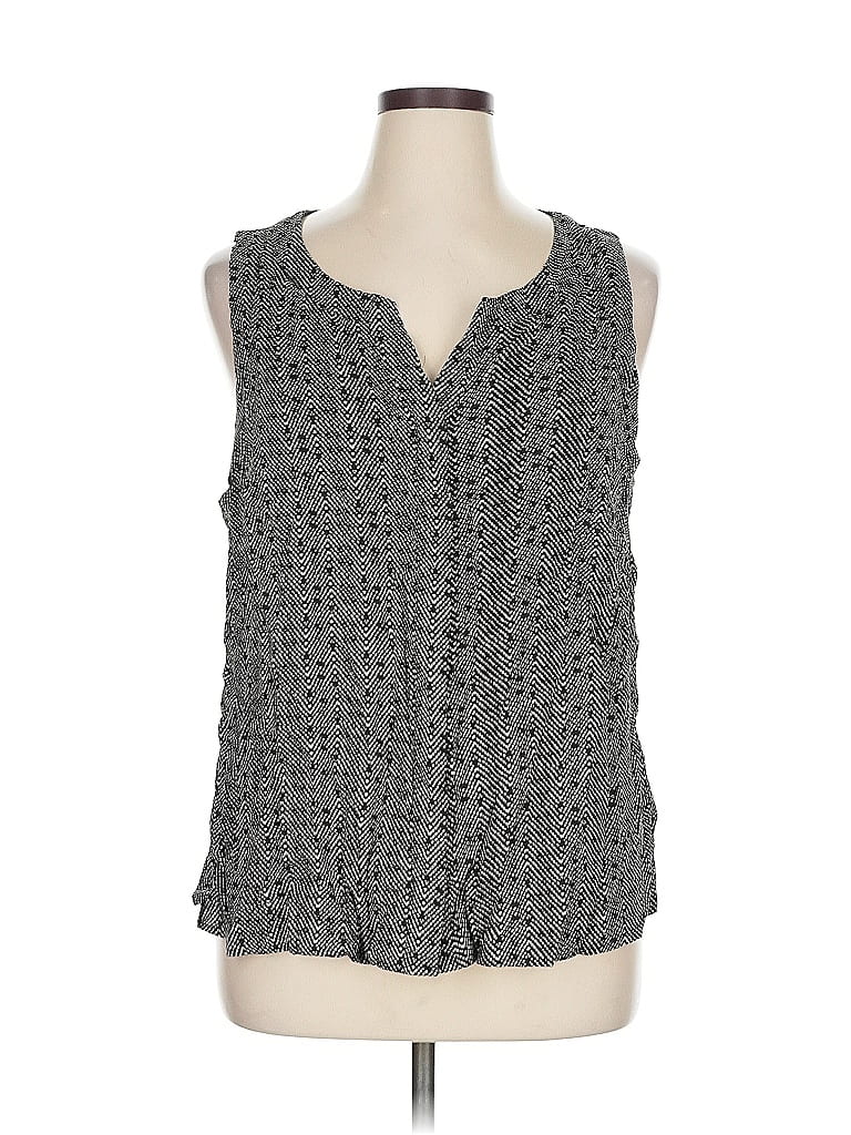 Pre-owned Kenar Tank Top Gray Plunge Neckline Tops