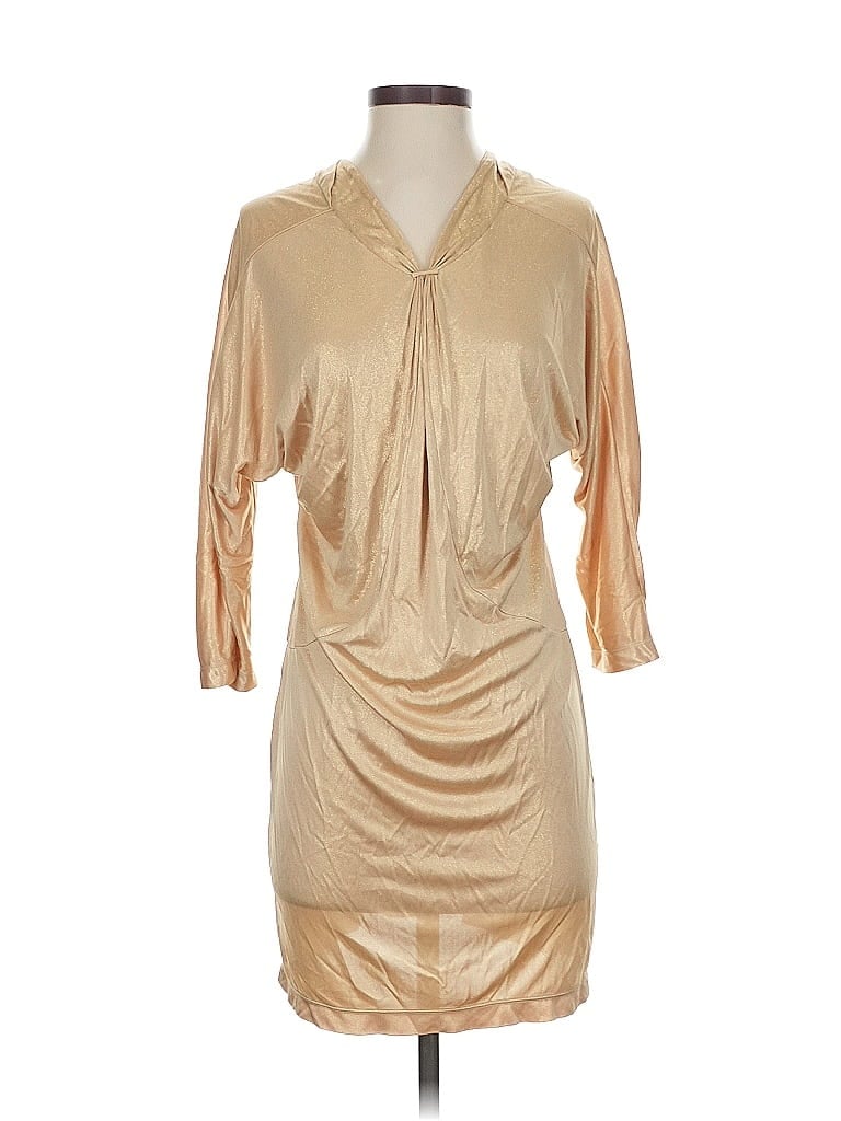 Pre-owned Bcbgmaxazria Cocktail Dress In Gold