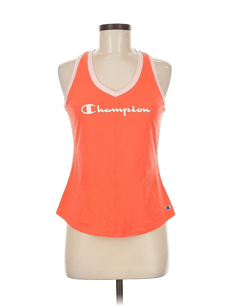 Pre-owned Champion Sleeveless Top Orange Halter Neckline Tops