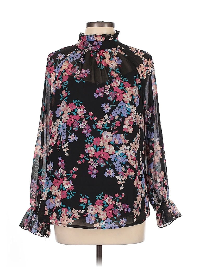 Pre-owned Miss Sparkling Long Sleeve Blouse In Black