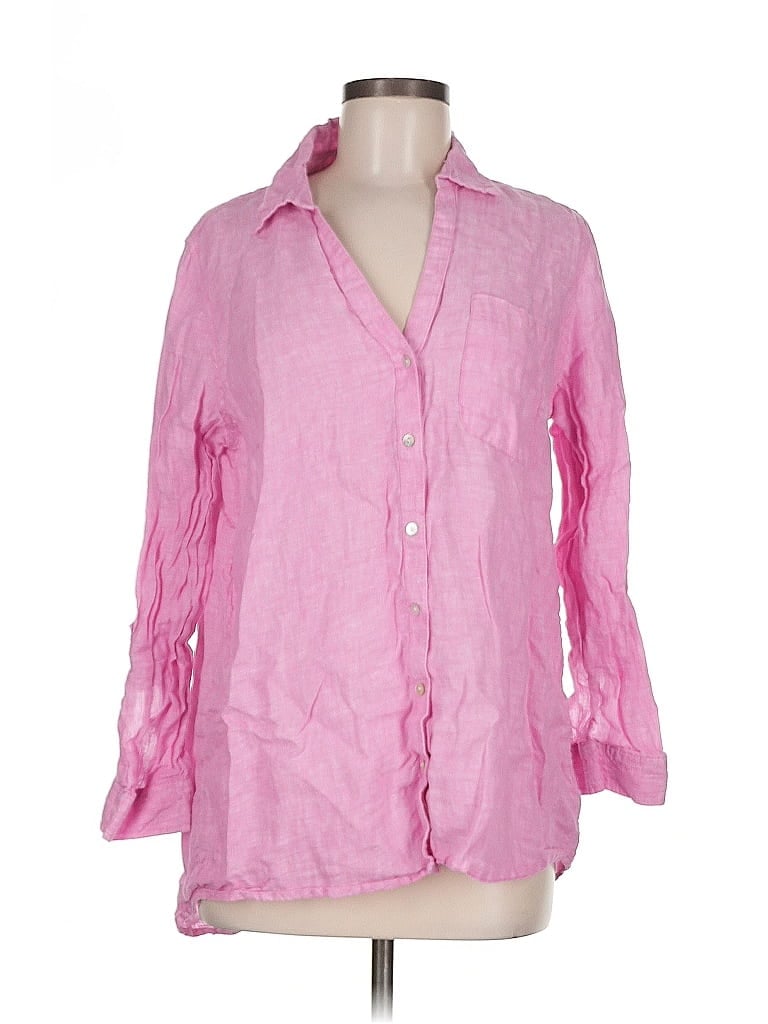 Pre-owned C&c California 3/4 Sleeve Button Down Shirt In Pink