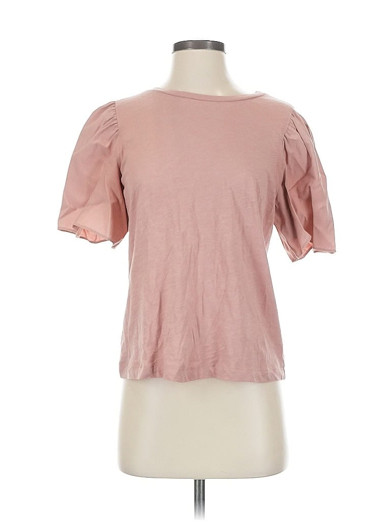 Pre-owned Ann Taylor Loft Short Sleeve Top Pink Sweetheart Neckline Tops