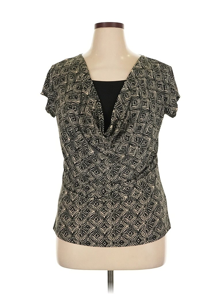 Pre-owned Dots Short Sleeve Blouse In Black