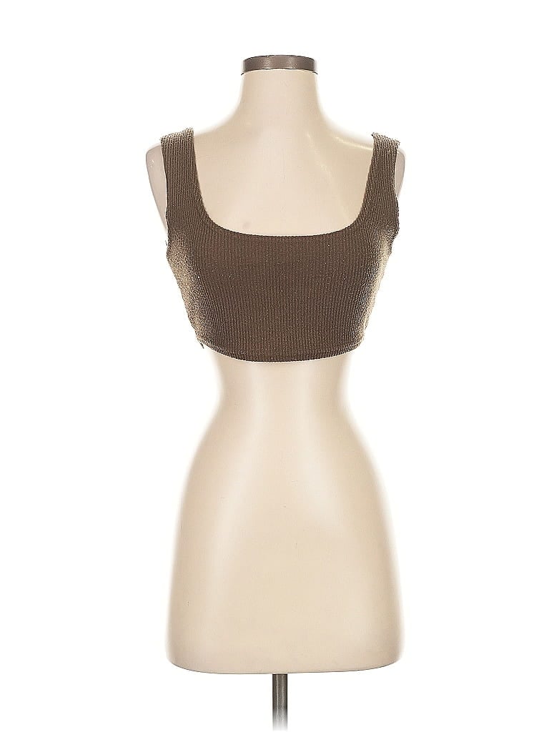 Pre-owned Prettylittlething Tube Top Brown Square Neckline Tops