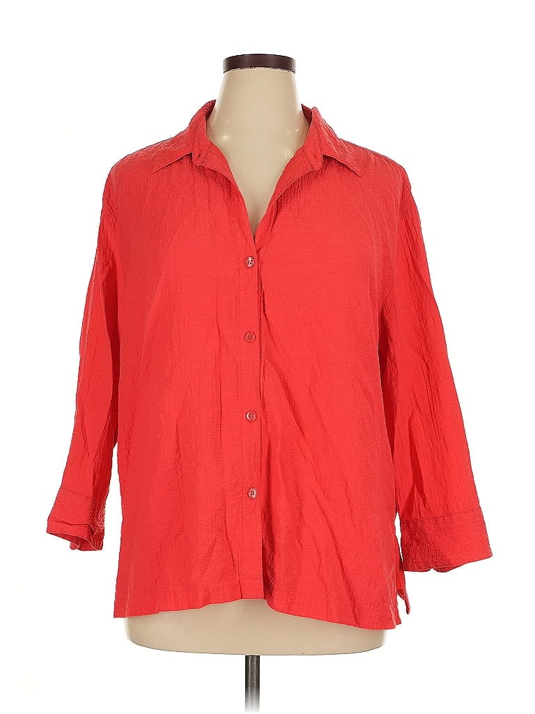 Pre-owned White Stag 3/4 Sleeve Button Down Shirt In Red