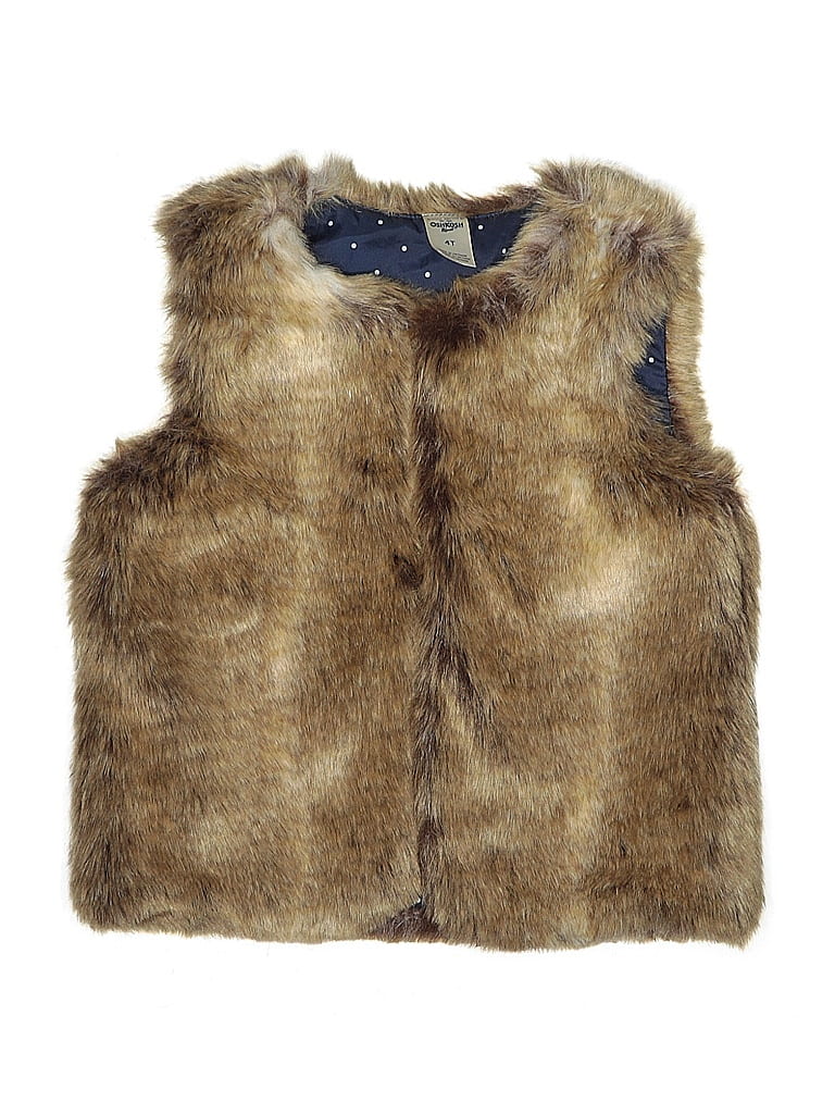 Pre-owned Oshkosh B'gosh Kids' Faux Fur Vest In Brown