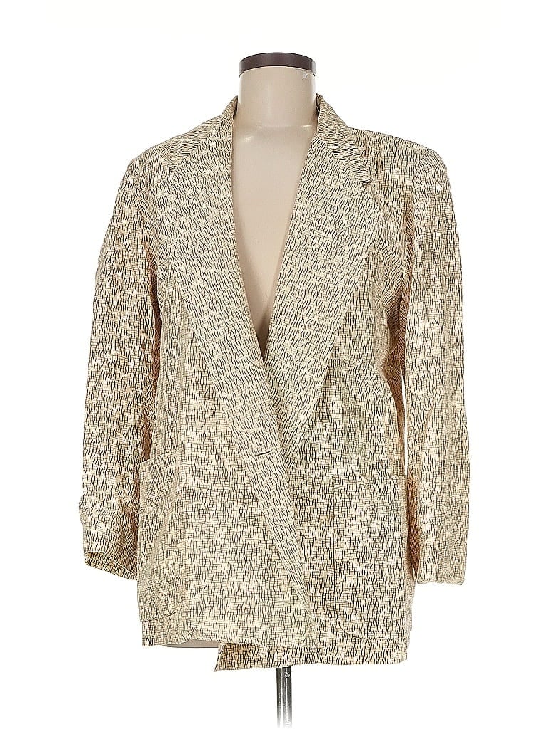 Pre-owned Linda Allard Ellen Tracy Silk Blazer Jacket In Gold