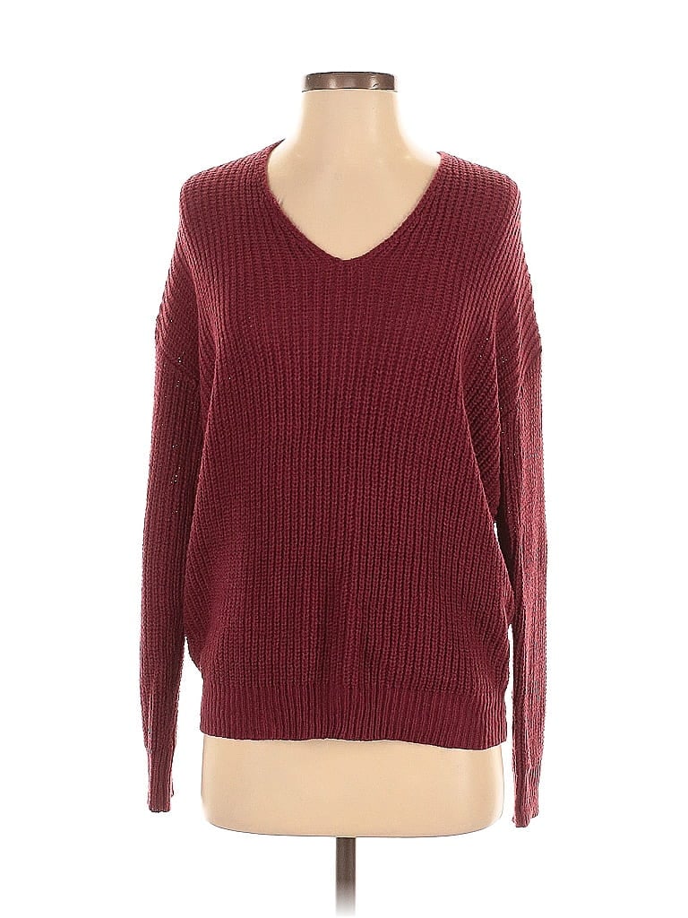 Pre-owned Harper Heritage Long Sleeve Top Burgundy V Neck Tops