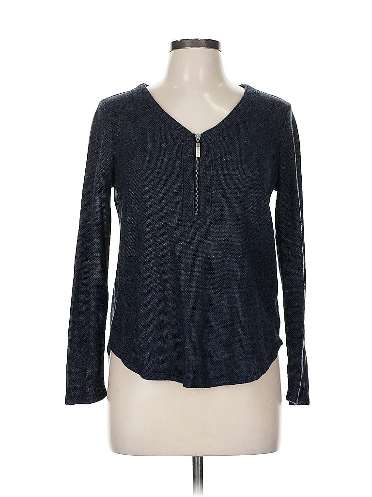 Pre-owned B New York Long Sleeve Top Gray V Neck Tops