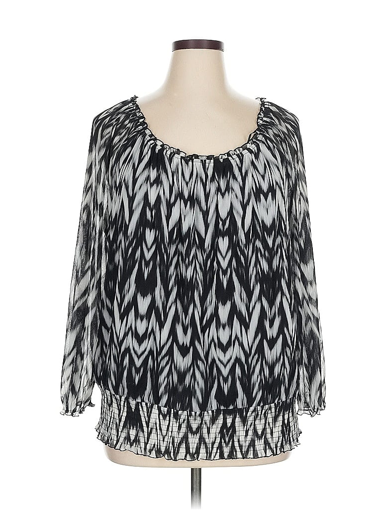 Pre-owned Inc International Concepts 3/4 Sleeve Blouse In Black