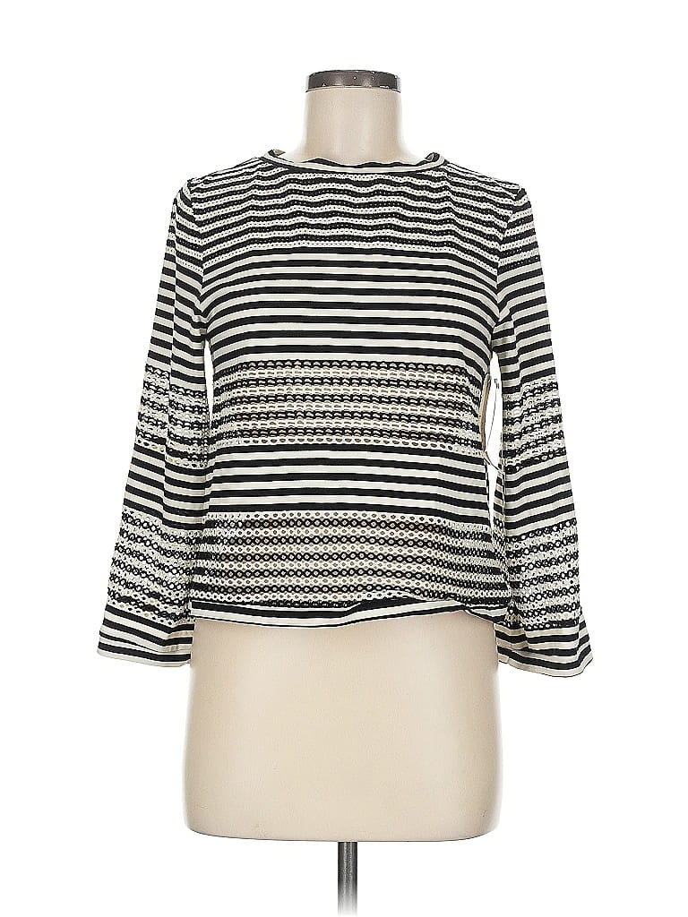 Click to view more detailed imagery on our partner's website Pre-owned Nicole Miller 3/4 Sleeve Top Silver Mock Neckline Tops