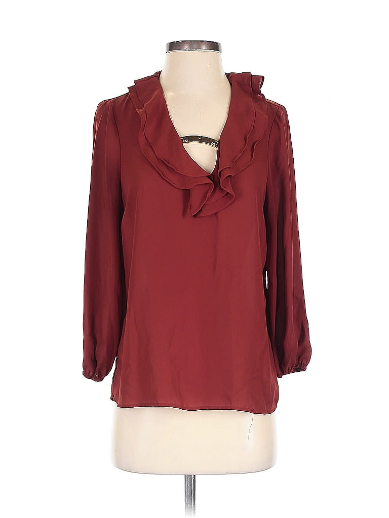 Click to view more detailed imagery on our partner's website Pre-owned Lily White 3/4 Sleeve Blouse In Burgundy