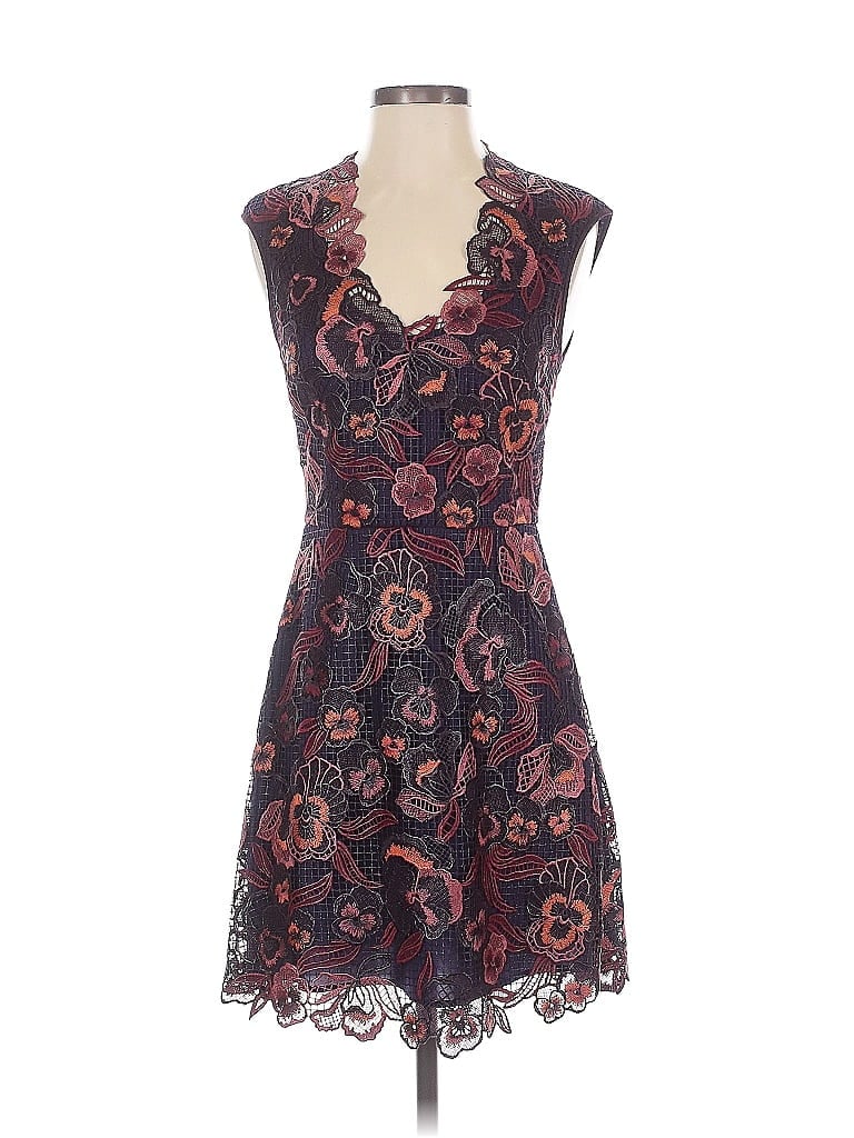 Karen Millen 100% Polyester Paisley Burgundy Purple Casual Dress Size 4 - photo 1