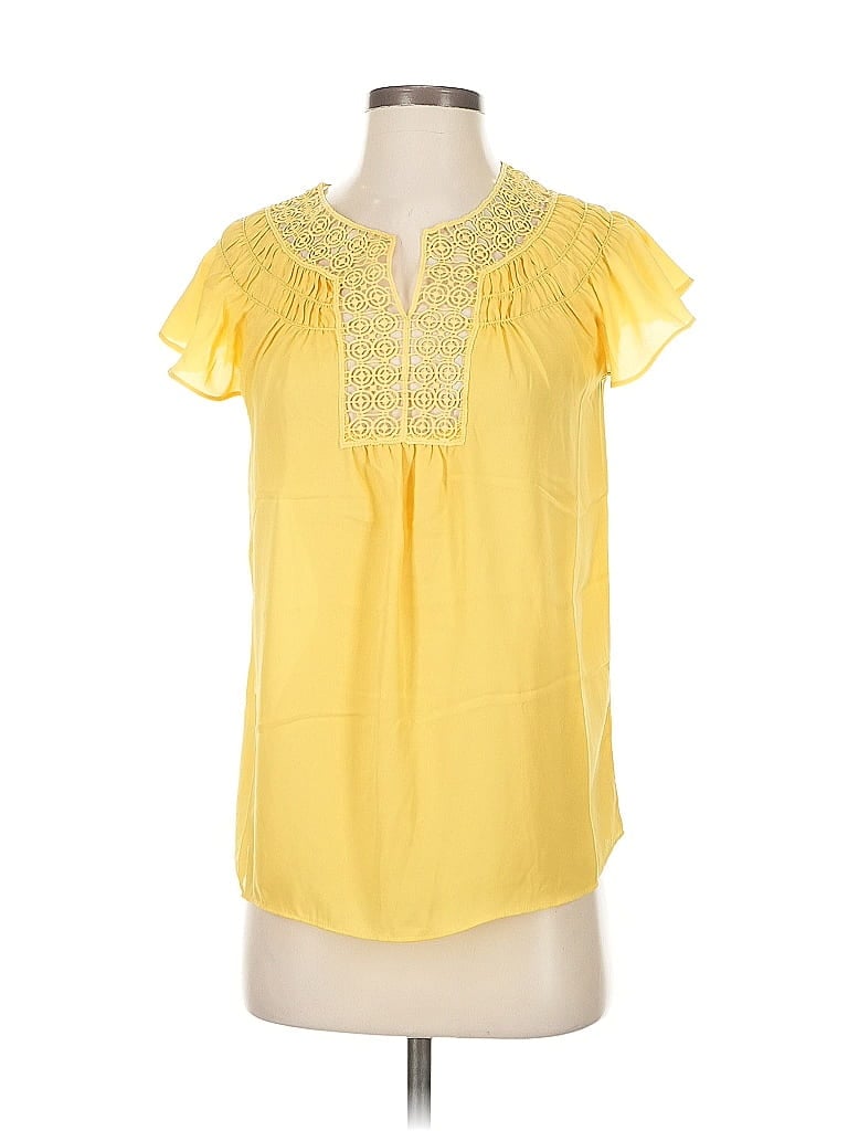 Pre-owned Max Studio Short Sleeve Blouse In Yellow