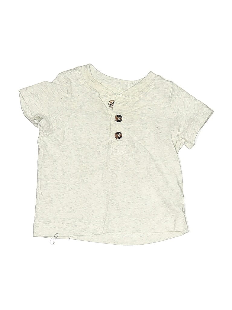 CARTER'S Pre-owned Babies' Short Sleeve Henley Shirt In White