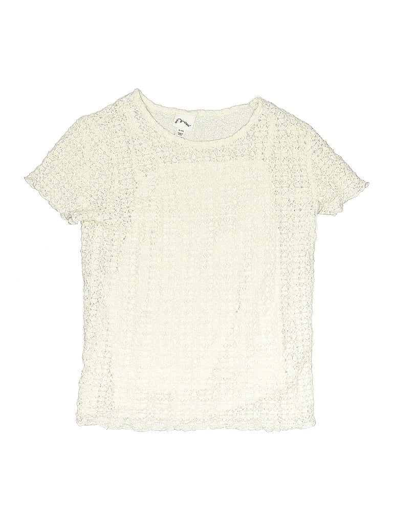 Pre-owned Art Class Kids' Short Sleeve Top Ivory Crew Neck Tops In White