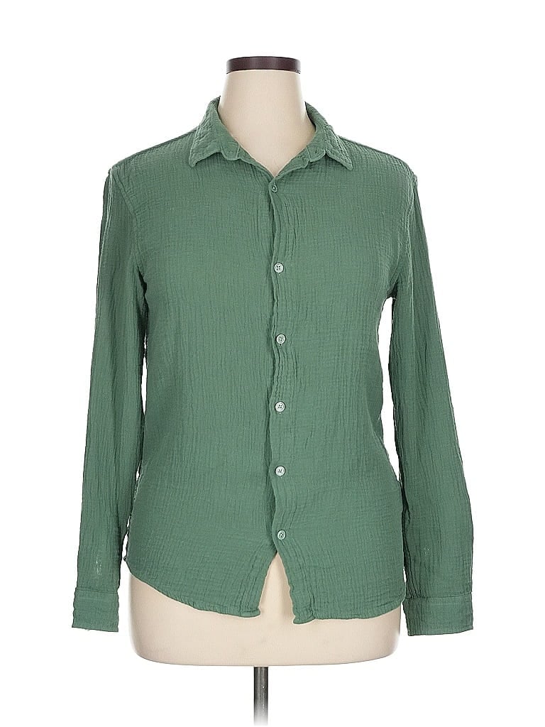 Pre-owned Assorted Brands Long Sleeve Button Down Shirt In Green