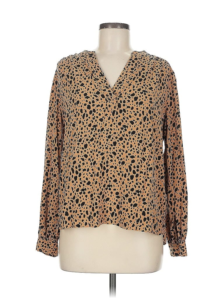 Pre-owned Gap Long Sleeve Blouse In Brown