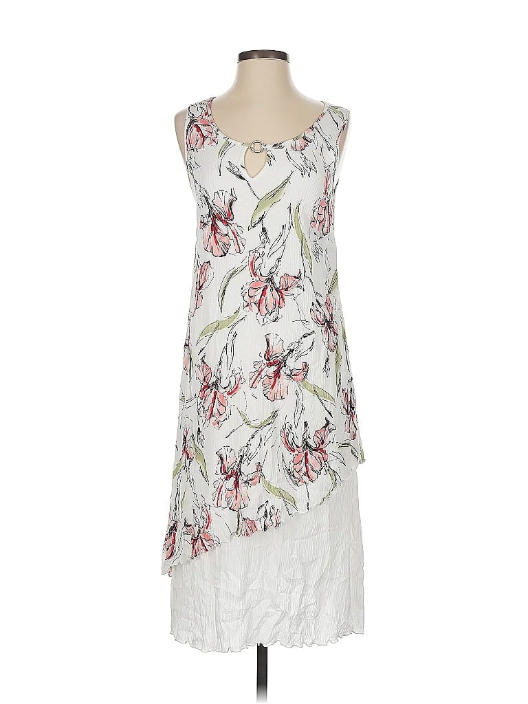 JM Collection 100% Rayon Print White Casual Dress Size S - photo 1