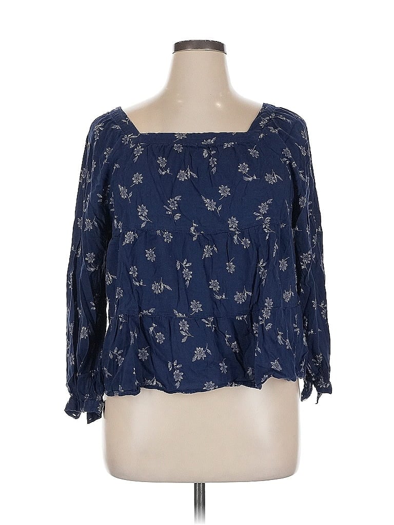Pre-owned Old Navy 3/4 Sleeve Blouse In Blue
