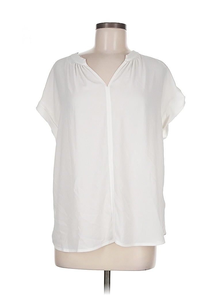 Pre-owned Pleione Short Sleeve Blouse In White