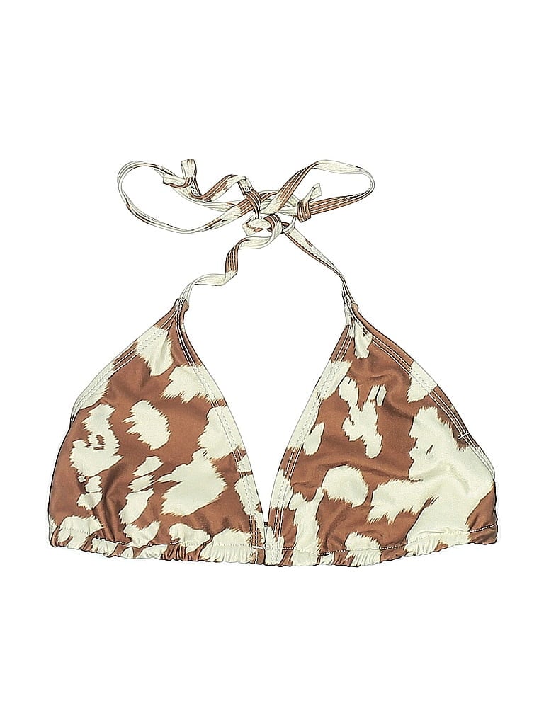 Pre-owned Nasty Gal Inc. Swimsuit Top Brown Animal Print Pattern Swimwear