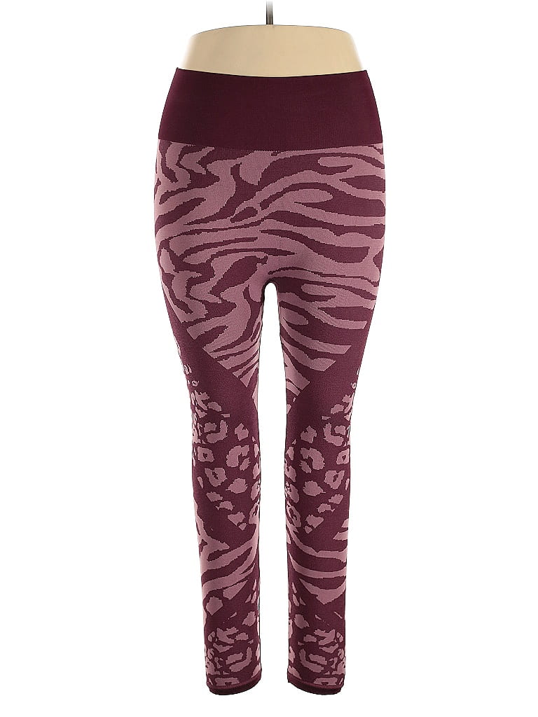 Pre-owned Xersion Active Pants In Burgundy