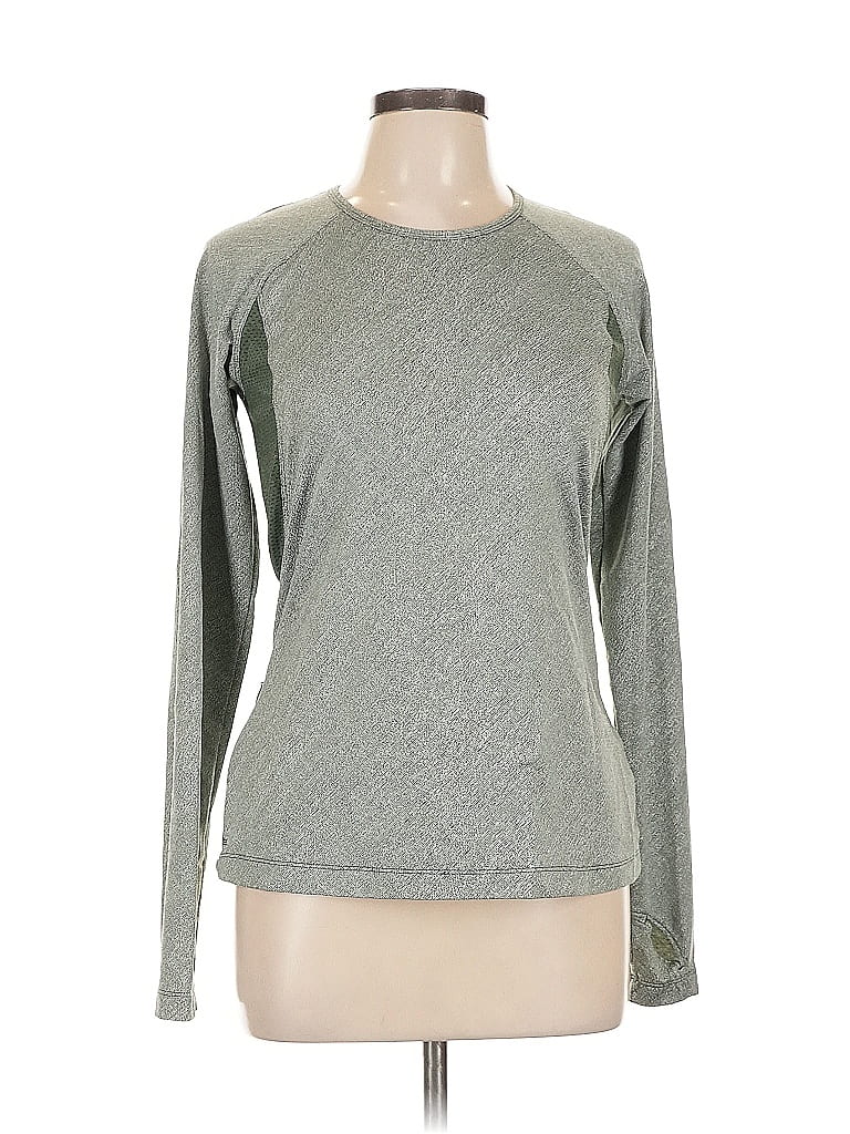 Pre-owned Lole Long Sleeve Top Gray Crew Neck Tops