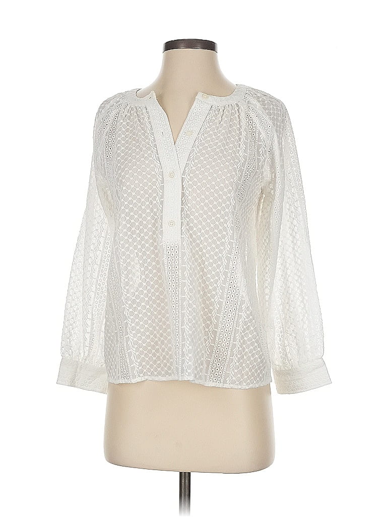 Pre-owned Ann Taylor 3/4 Sleeve Blouse In White