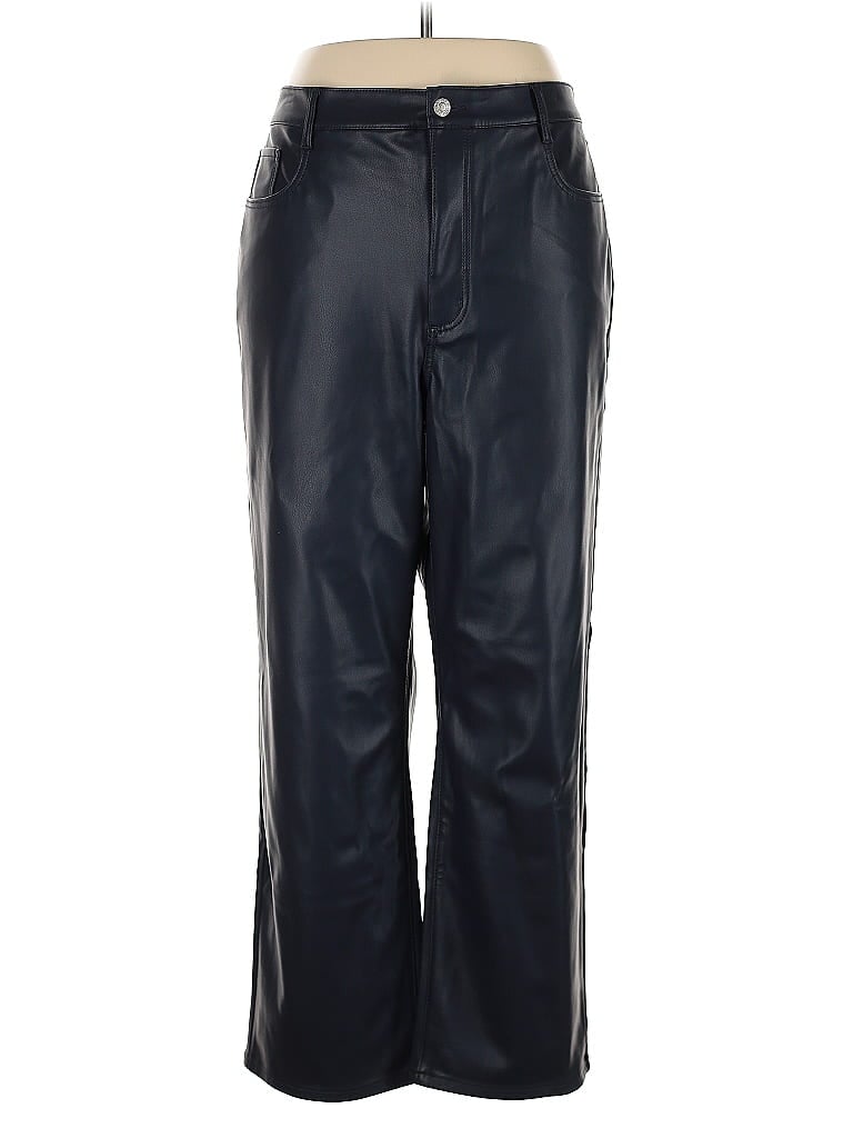 Pre-owned Ann Taylor Loft Faux Leather Pants In Blue