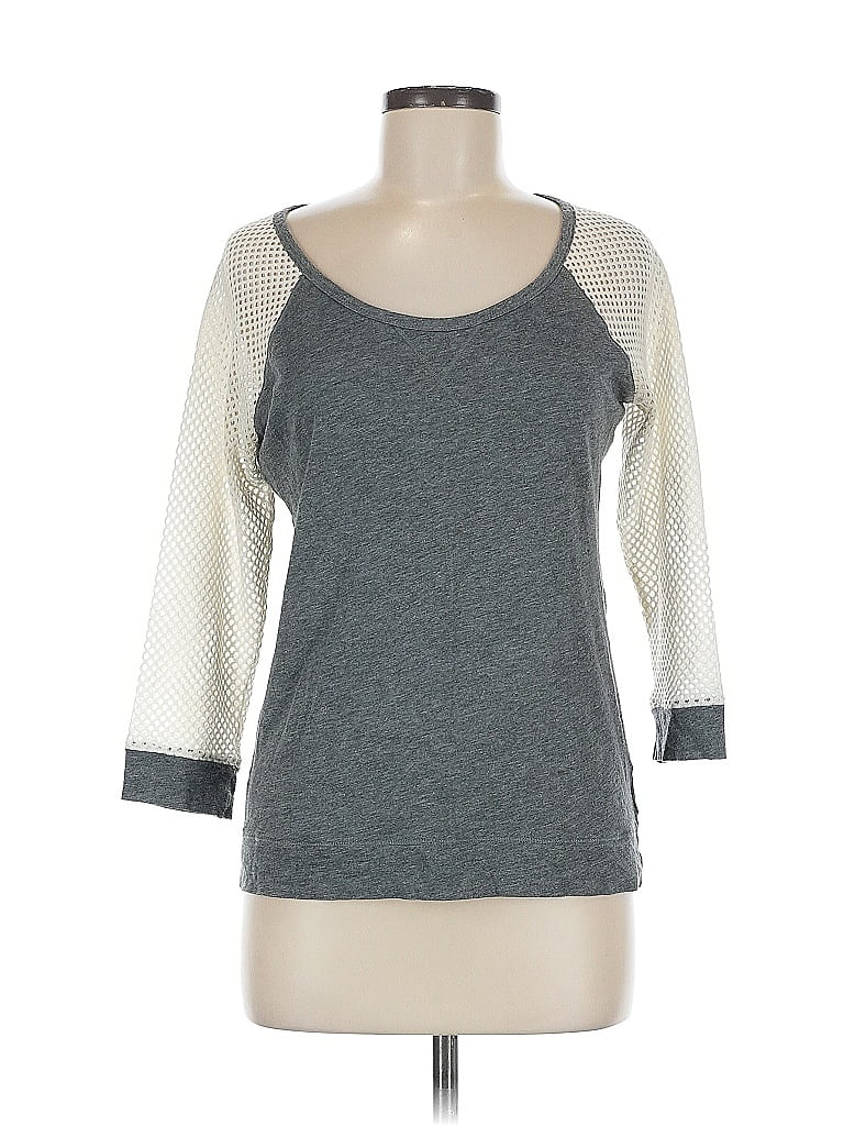 Click to view more detailed imagery on our partner's website Pre-owned Express 3/4 Sleeve Top Gray Scoop Neck Tops