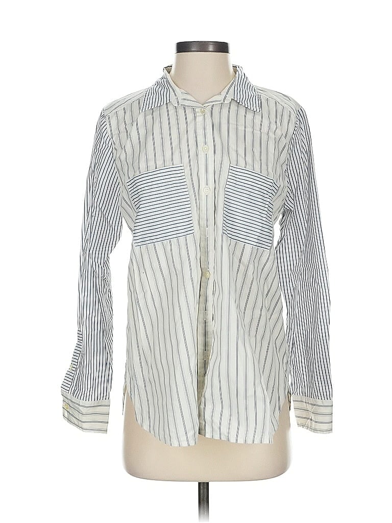 Pre-owned Ann Taylor Loft Long Sleeve Button Down Shirt In Blue