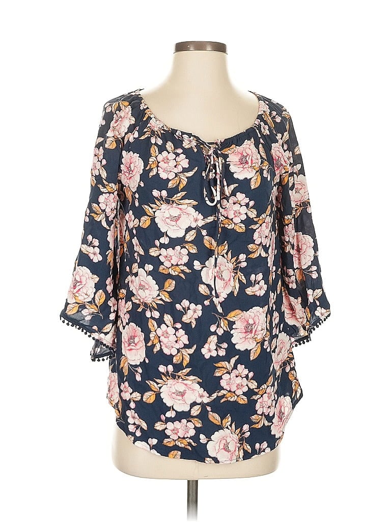 Pre-owned Lauren Conrad 3/4 Sleeve Blouse In Blue