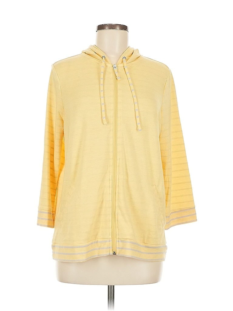 Pre-owned Weekends By Chico's Zip Up Hoodie In Yellow